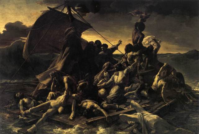 Géricault, Le Radeau de la Méduse, 1818-1819, 491x716,  huile sur toile, Musée du Louvre, Paris.  Source : http://www.wga.hu/index1.html
